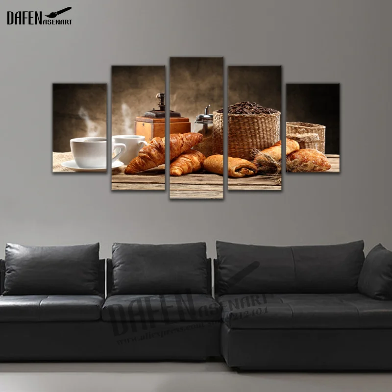HD Canvas Prints Paintings 5 Panel Coffee Beans Food Picture Wall Art Home Decoration for Living Room decor painting | Дом и сад