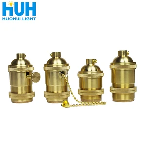 Винтажный медный патрон для лампы с выключателем, золотистый держатель, 4 спецификации, 90-260 В переменного тока, E27 светодиодный освещение для люстры, провода
