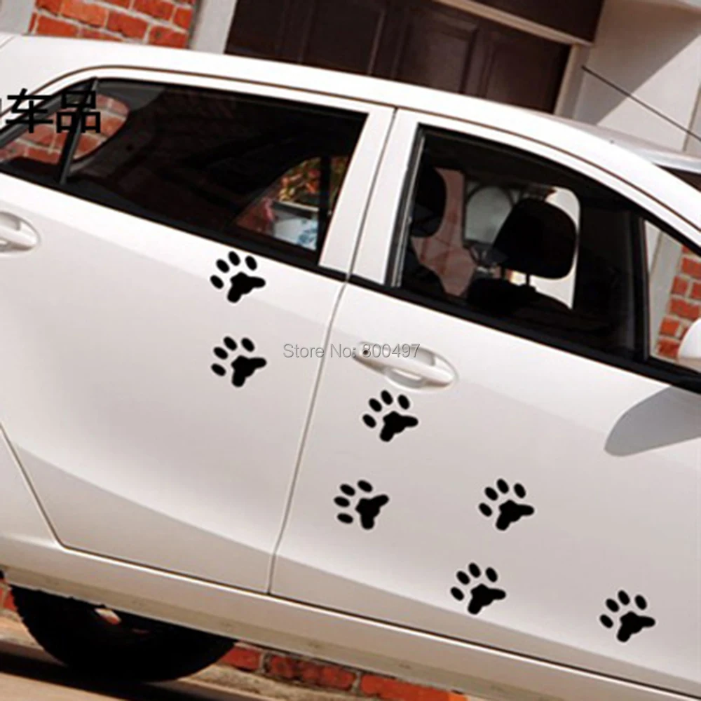 

10 x Lovely Bear Footprint Dog Footprint Stickers Car Decal for Tesla Toyota Ford Chevrolet Volkswagen VW Honda Hyundai Kia Lada
