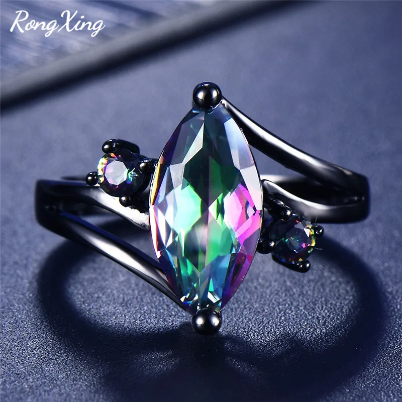 RongXing уникальное многоцветное циркониевое кольцо с маркизой для женщин винтажное