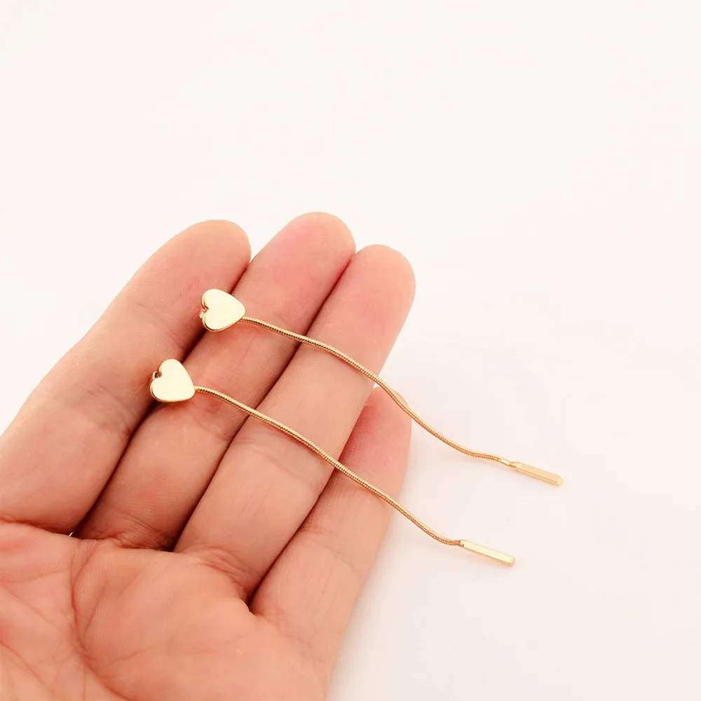 Модные треугольные длинные серьги в форме сердца цепочки с кисточками