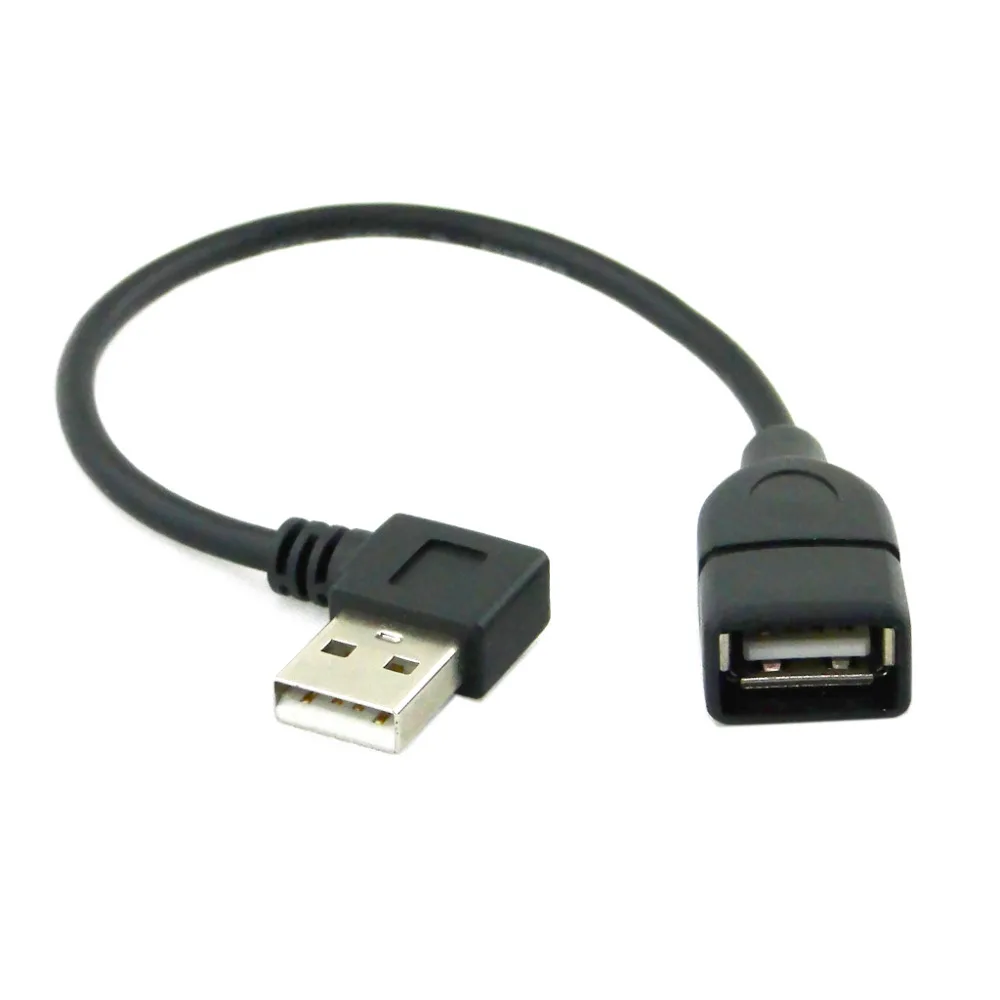 Черный Удлинительный кабель 20 см с левым/правым углом 90 градусов USB 2 0 тип А штекер