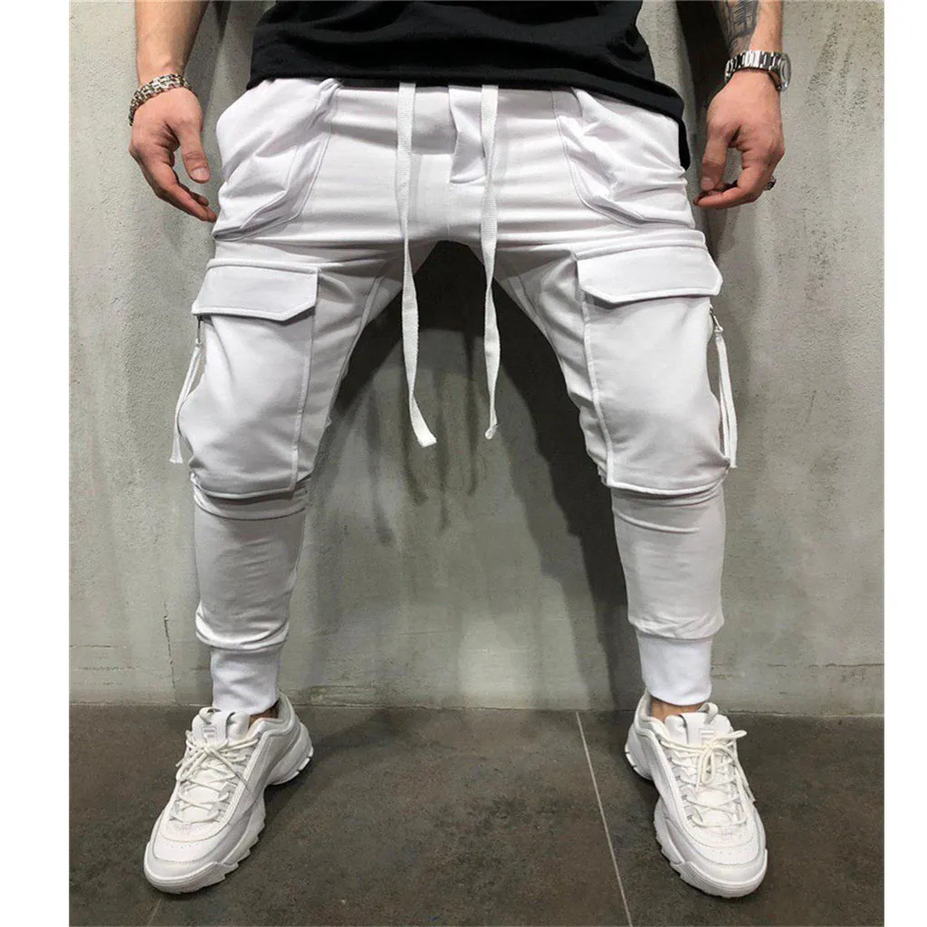 Модные мужские джоггеры спортивные штаны на шнуровке шаровары молнии с