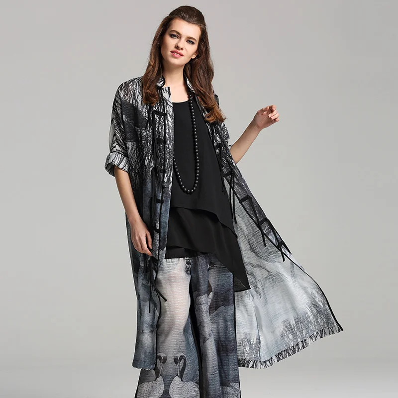 Контур Для женщин чернилами блузки рубашки Винтаж плюс Размеры Половина рукава