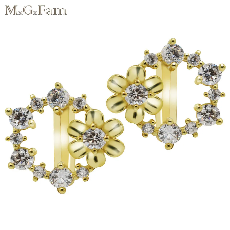 Женские серьги кольца MGFam 14 k с фианитами класса AAA +|hoop earrings|flower hoop earringsearrings earrings |