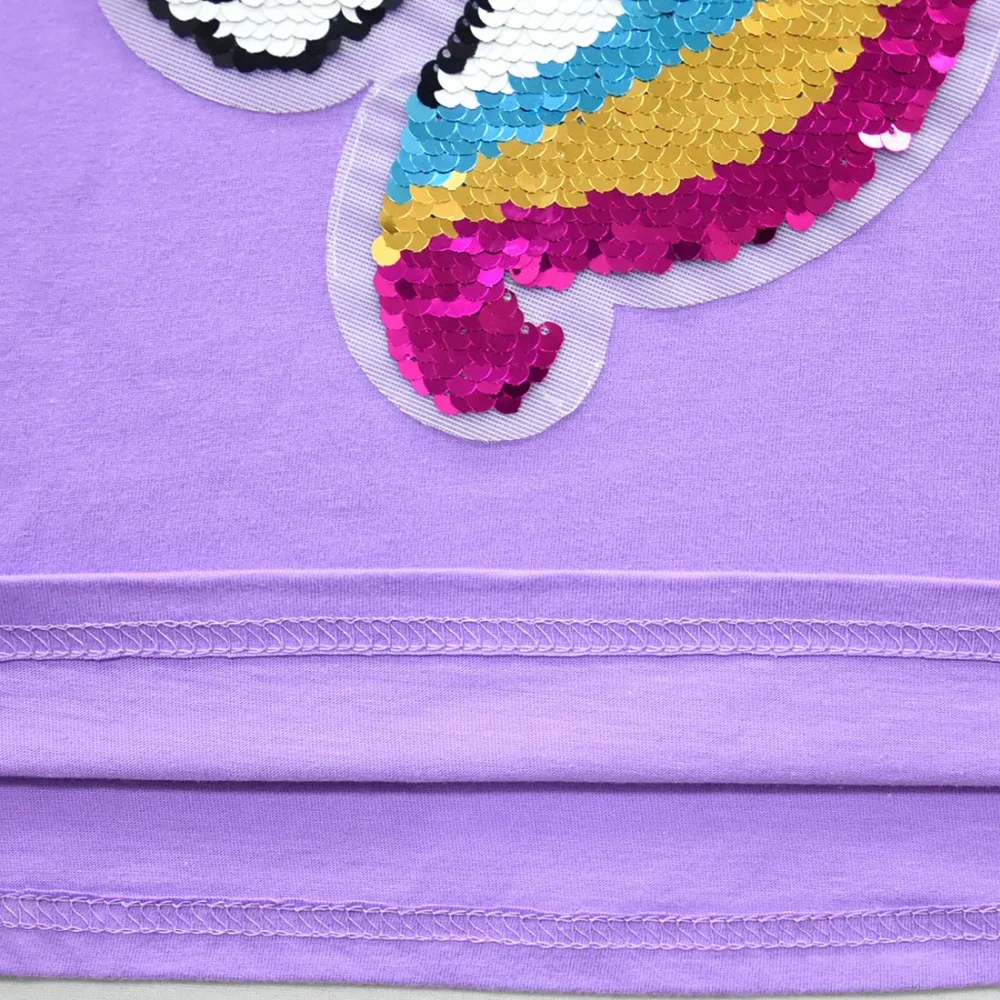 Рубашка с единорогом Camiseta Unicornio, футболка одежда для маленьких девочек топы для маленьких девочек, летняя одежда для детей Roupa Menina Красочные Блестки