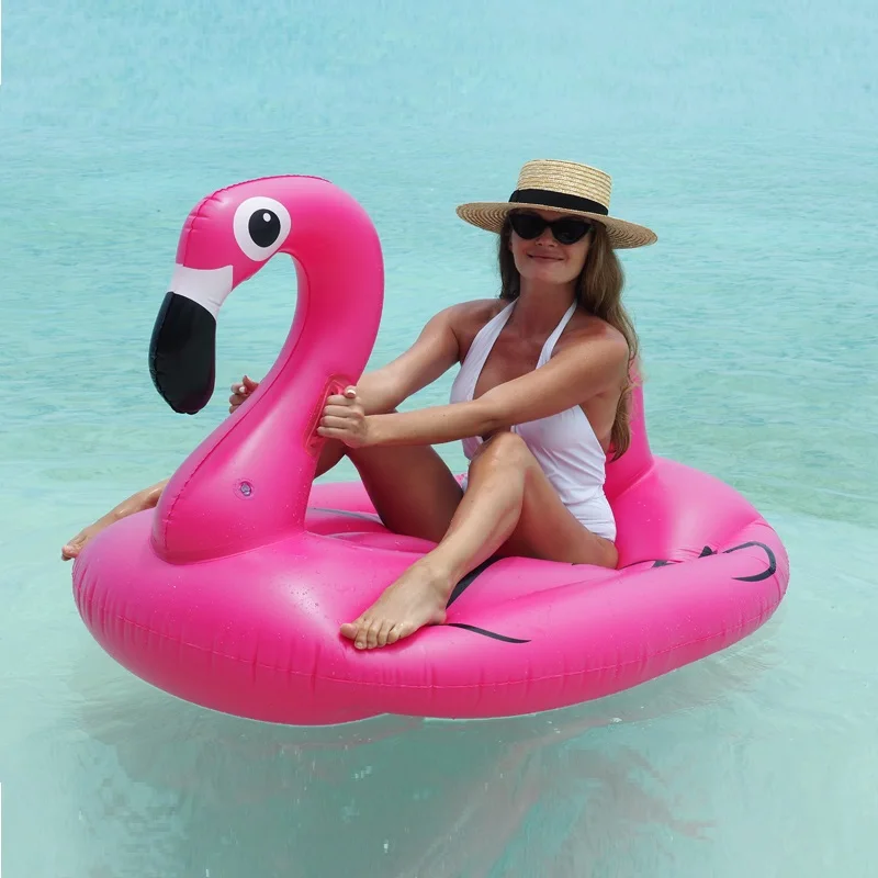 

150CM 60 Inch Giant Inflatable Flamingo Pool Float Pink Ride-On Swimming Ring For Adult Children Water Party Toys boia piscina