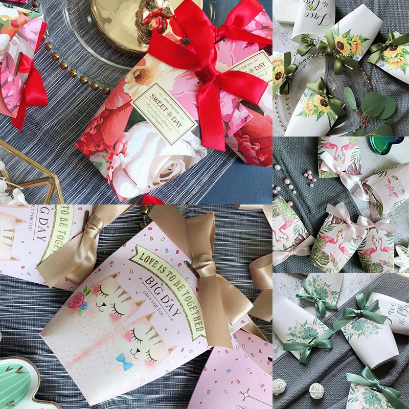 С лентой подарочные коробки коробка конфет Baby Shower Свадебная сумка для сувениры