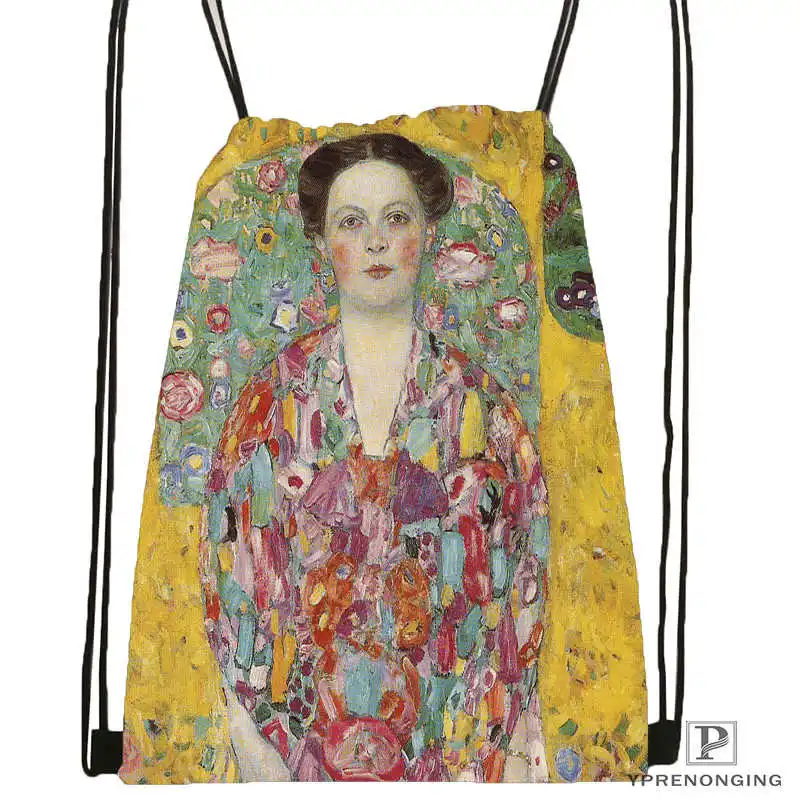 Drawstring Backpack На выбор Gustav Klimt#10 походная сумка на шнурке милый рюкзак для детей(черная спинка) 31x40 см#180531-02-39 - Цвет: Drawstring Backpack