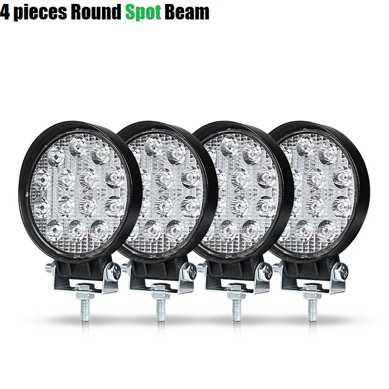 4x Round Spot Beam RACBOX 4 дюйма 48 Вт квадратный светодиодный светильник высокой мощности Точечный светильник прожектор светильник для 4x4 внедорожный ATV UTV грузовик трактор мотоцикл светильник s - Цвет: 4x Round Spot Beam