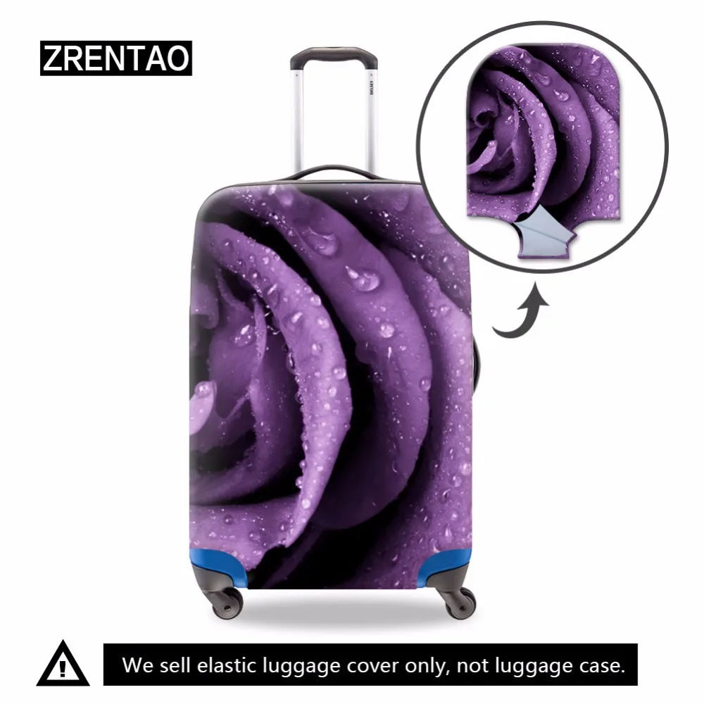

ZRENTAO women flower travel suitcase protective cover high quality durable luggage cover with zipper personalized baggage cover