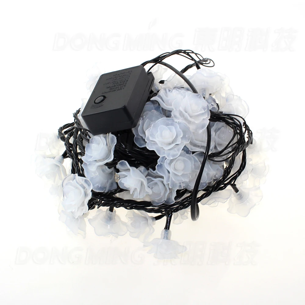 10M 80 LED Rose flower blossom Fairy lights Christmas string lights black wire 110v 220v with tail plug garland lighting