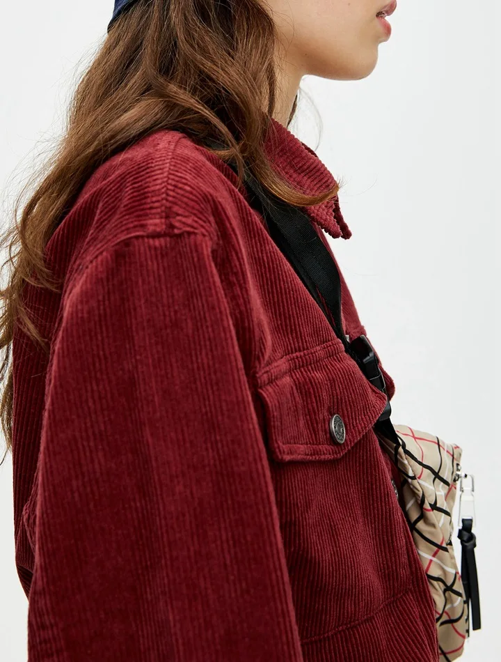 women casual corduroy jacket and coat streetwear