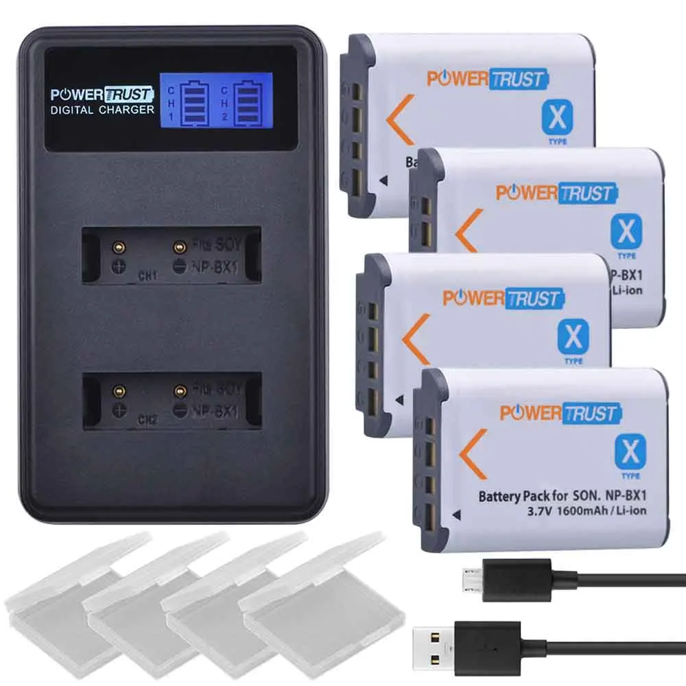 4Pack 2 шт. NP-BX1 NP BX1 NPBX1 Батарея+ ЖК-дисплей USB Dual Зарядное устройство для sony BX1 DSC-RX100 WX500 Характеристическая вязкость полимера RX10 II HX300 WX300 HDR-AS15 CX240E MV1 - Цвет: 4Pack