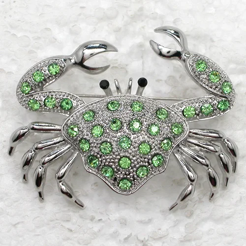 

Модная брошь с родиевым покрытием, стразы Peridot, брошь-краб, C878 K