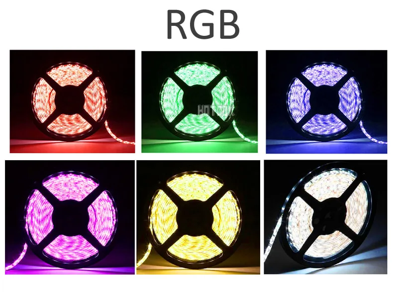 5 м 10 м 15 м 20 м Светодиодная лента RGB Водонепроницаемая 5050 SMD 60 светодиодов/м лента DC 12 В+ РЧ пульт дистанционного управления с регулируемой яркостью+ адаптер питания 1 комплект