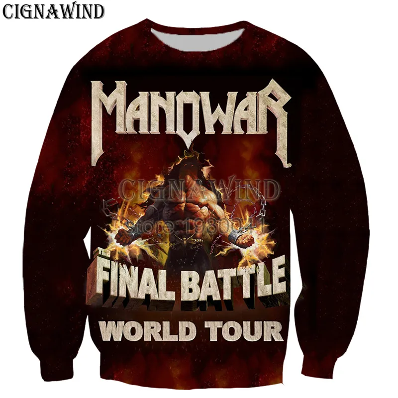 Новый Harajuku Manowar финальная битва мир Тур 3D принт Смешные Толстовки Модные