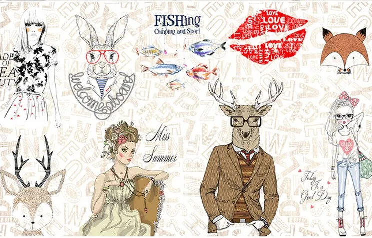 

Custom Size Photo 3D stereo cartoon fashion girl wallpaper clothing store milk tea shop cafe restaurant bar boutique mural