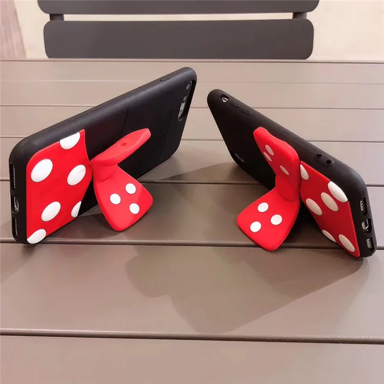 case For iPhone 11 pro X 8 7 6 6s plus Cartoon 3D Lovely bow tie Wave full cover soft Silicon stand cases XS MAX XR |
