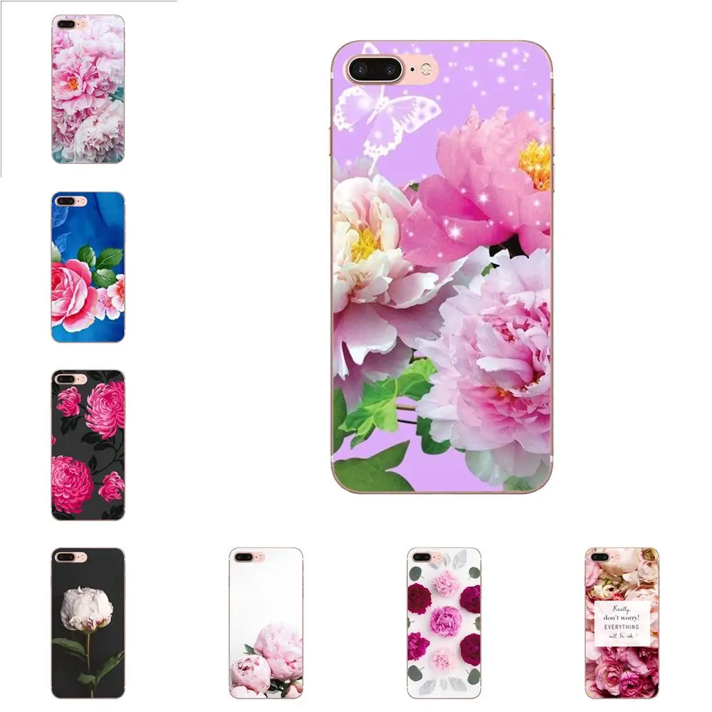 Мягкий чехол для телефона с рисунком розовый милый пион белые цветы Huawei P7 P8 P9 P10 P20