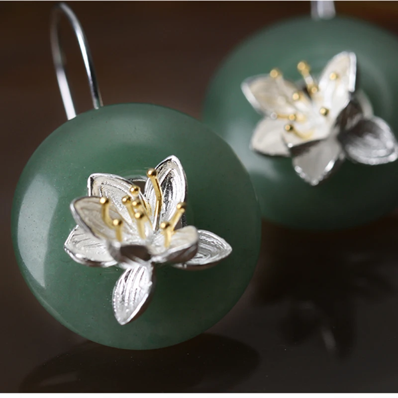 Lotus Fun реальные 925 серебро Натуральный камень творческий ручной Ювелирные