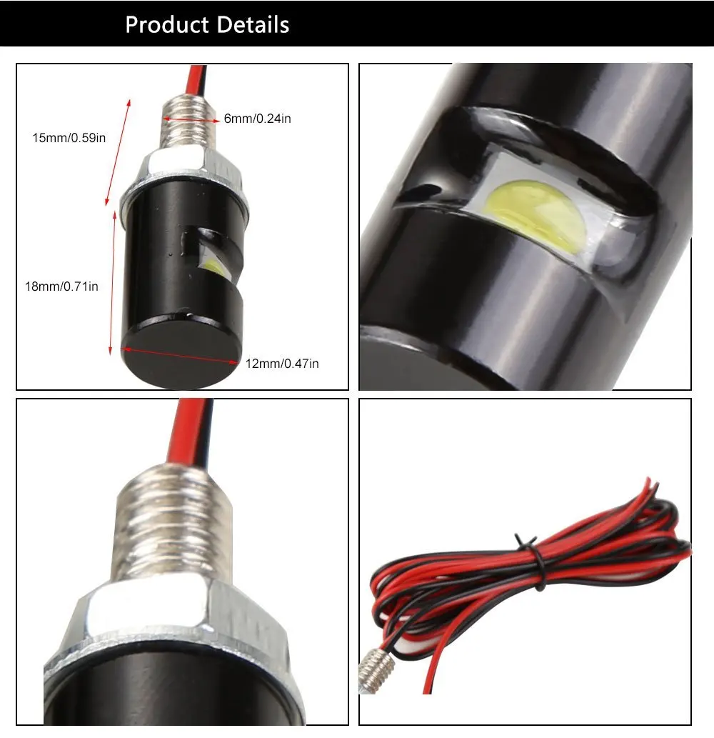 4 шт./лот светодиодные лампы для номерного знака белые болты с винтовым