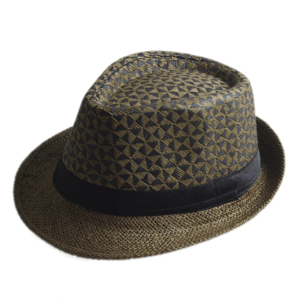 Шляпа женская Соломенная в стиле бохо Пляжная федора от солнца шляпа-трилби