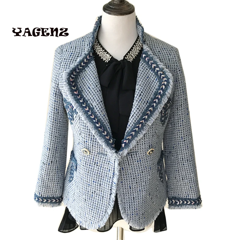 Женская твидовая куртка короткая облегающая шерстяная весна осень зима 2019|jacket