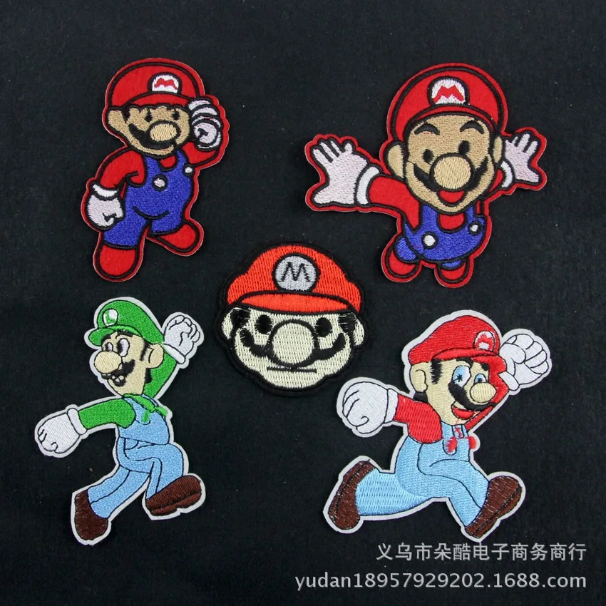 Бесплатная доставка Смешанные 10 шт Супер Марио мультфильм вышитый патч железо на