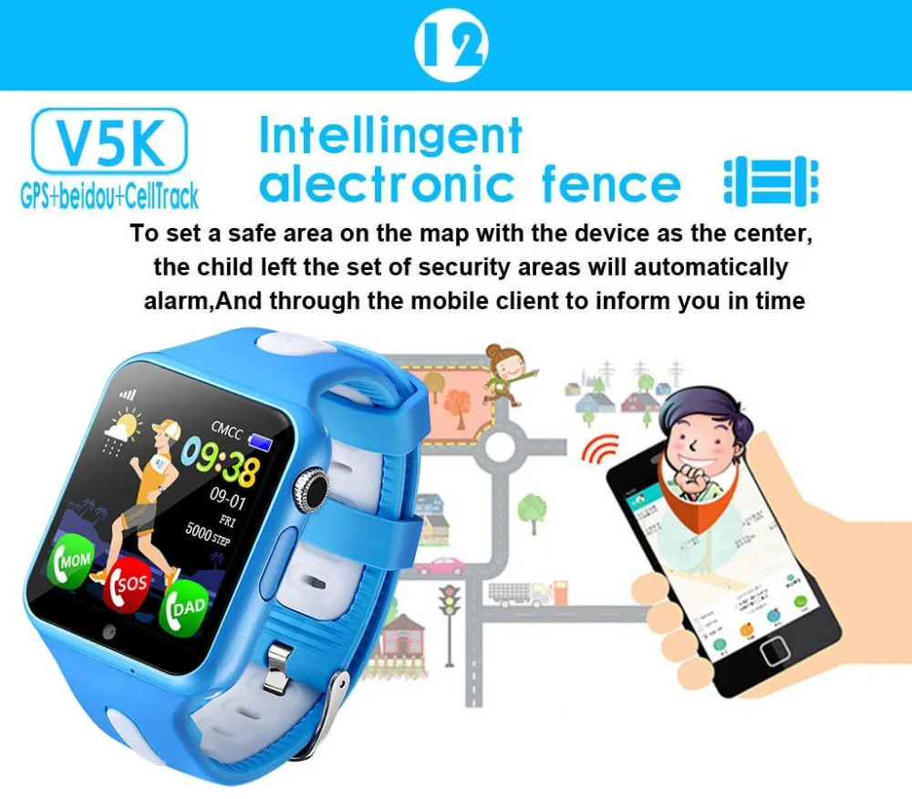 Дети gps трекер часы V5K водонепроницаемые умные часы HD камера SOS вызова расположение устройства отслеживания мониторы детский подарок V5K