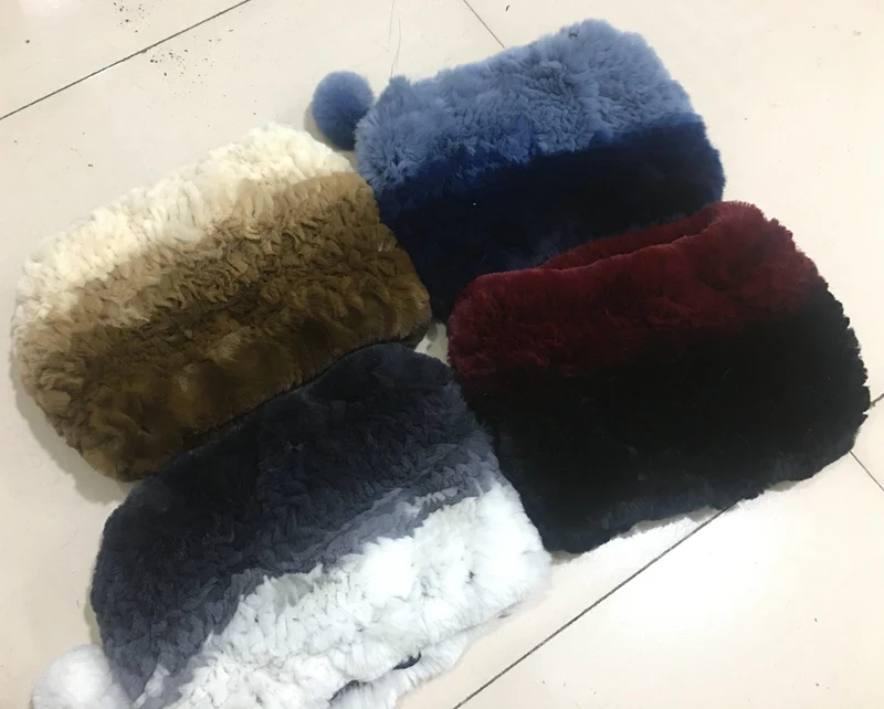 TopFurMall ручная работа русский женский Настоящий мех кролика Skullies Beanies шапки женские зимние теплые шеи кольца LF5009