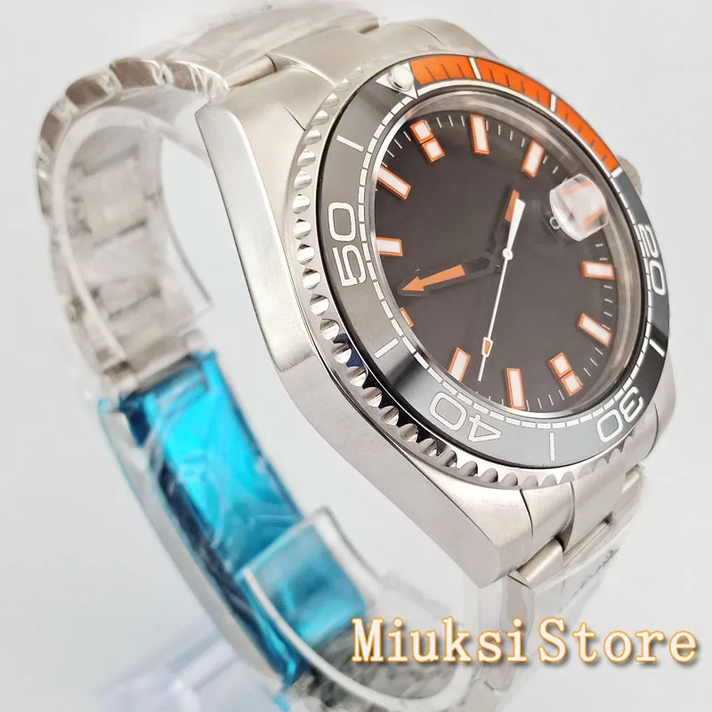 Bliger 43mm automatic men's luxury mechanical watch date window waterproof Sapphire glass stainless steel bracelet Gift | Наручные
