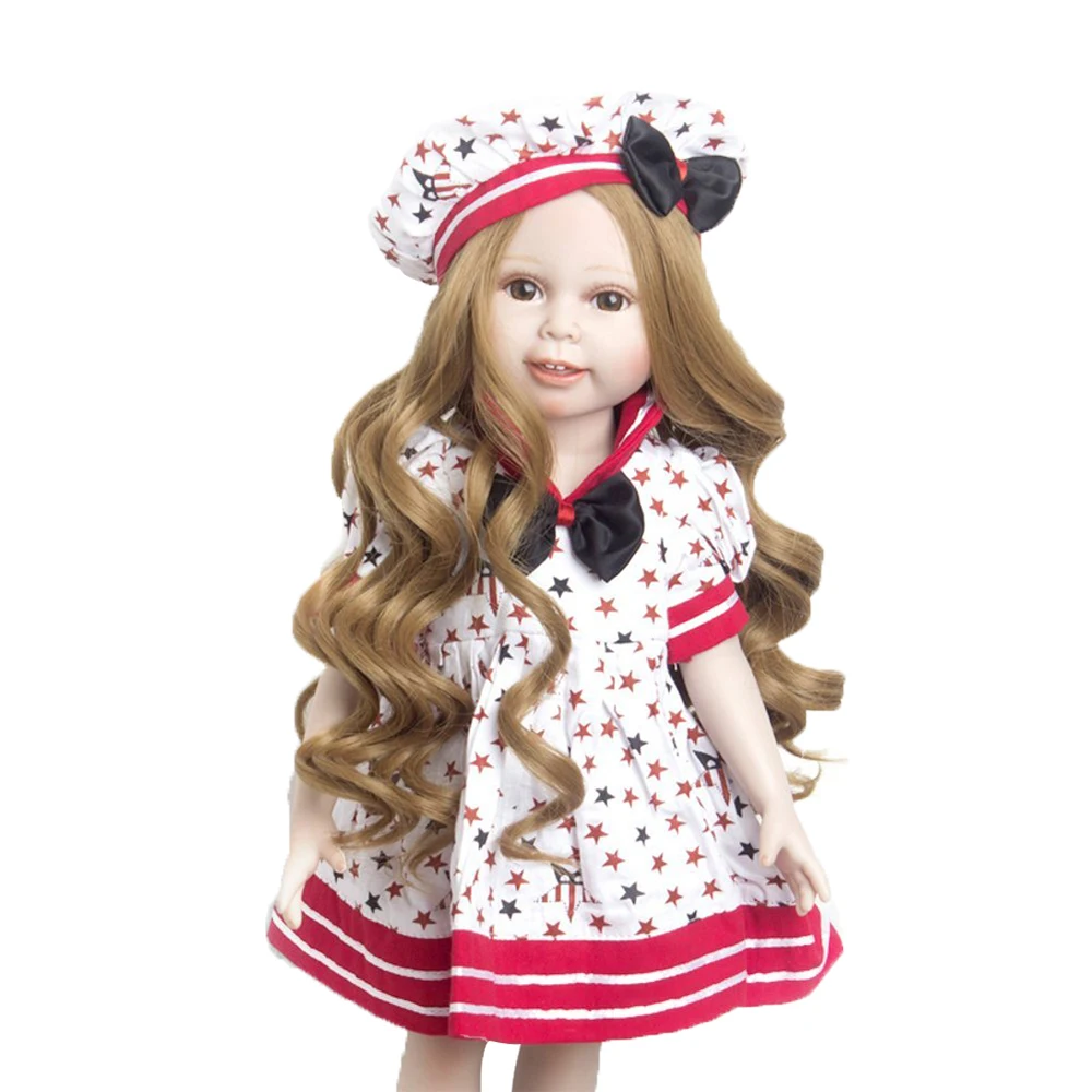 Hand Made Wigs Manufacturer Middle Parting 4color Long Curls Doll for American with 26cm Head Circumference | Игрушки и хобби