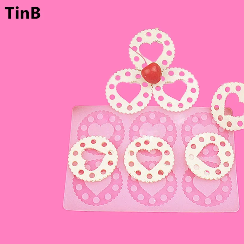 

Lace Round Heart Silicone Cake Mold Sugar Craft Fondant Mould Chocolate Mold Baking Tools For Cakes Birthday Cake Border Stencil