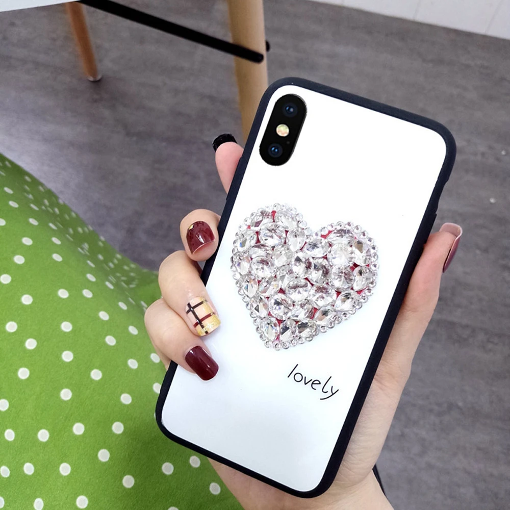 Eqvvol Роскошный горный хрусталь стекло чехол для iPhone X 8 7 6 S Plus модный