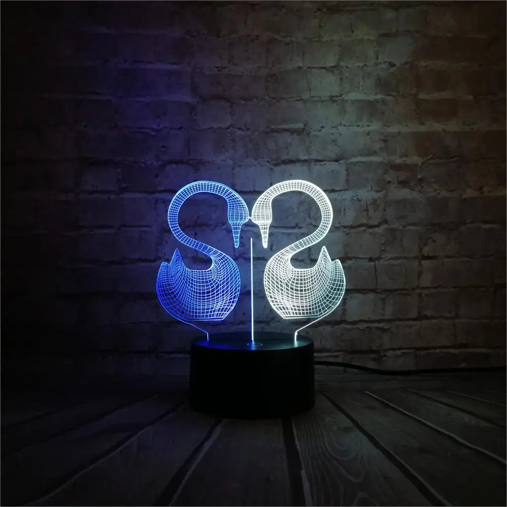 Новинка 3d лампа в виде лебедя и гуся с животными USB ночсветильник Микс Цветов