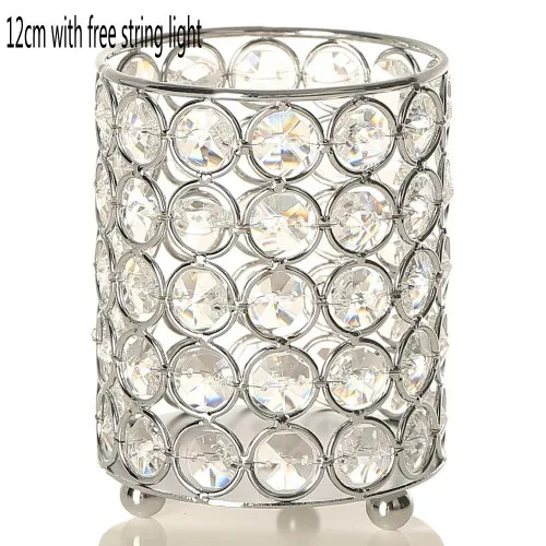 12cm Silver Цилиндрический Стеклянный Подсвечник подсвечники металлическая чашка Хрустальная подставка ваза для дома Свадьба Рождество Хэллоуин украшения Центральные элементы - Цвет: 12cm Silver