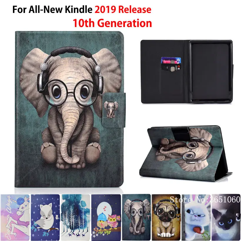 Чехол для Amazon, новинка, Kindle, 10-ое поколение, умный чехол, Funda, модный силиконовый чехол с животными из искусственной кожи