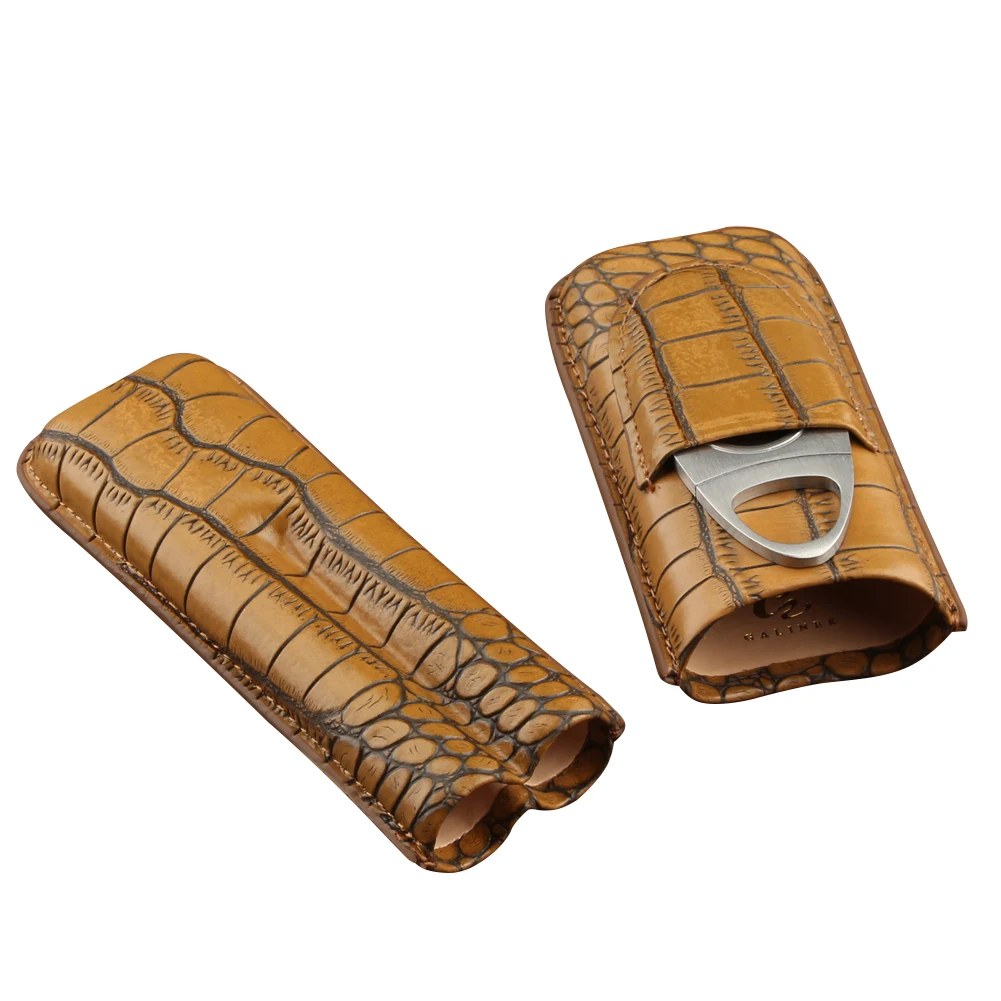 COHIBA Leather Humidor Cigar Case Portable Box Accessories with Cutter for Storing 2 Cigars | Дом и сад