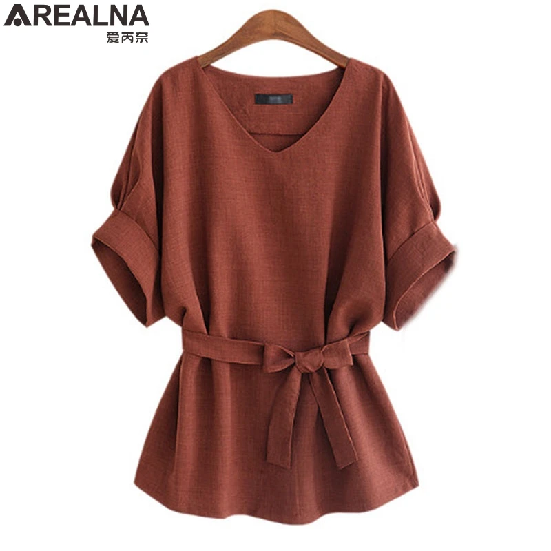 AREALNA 5xl размера плюс женская одежда в винтажном стиле Повседневная рубашка летние