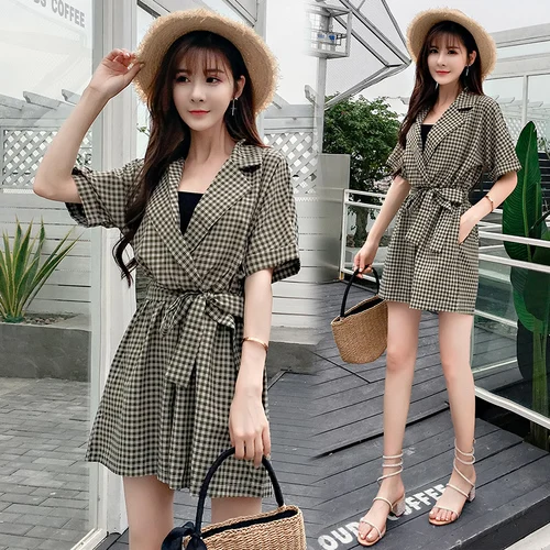 

Plaid Summer Jumpsuit Casual Combinaison Short Femme Loose Combinaison Femme Rompers Womens Jumpsuits Salopette Overalls