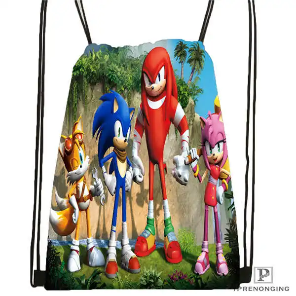 Custom sonic and friends рюкзак с кулиской сумка милый Детская (Черная задняя часть) 31x40 см