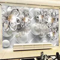 custom murals wallpaper 3d stereo pearl diamond flower luxury jewelry background wall cloth living room tv sofa papel de parede