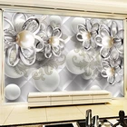 Пользовательские фрески обои 3D стерео жемчуг, алмаз, цветок роскошные украшения фоновая Стена Ткань Гостиная ТВ диван Papel De Parede