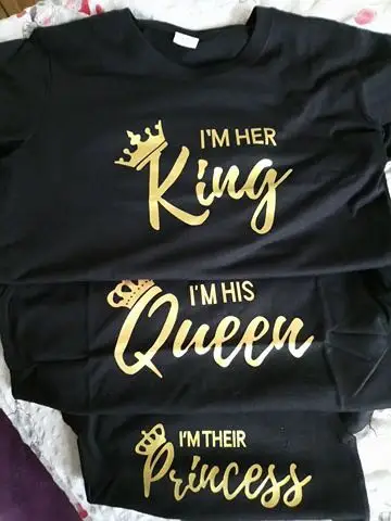 Семейные футболки King Queen одинаковые наряды одежда для отца матери дочери сына 100%