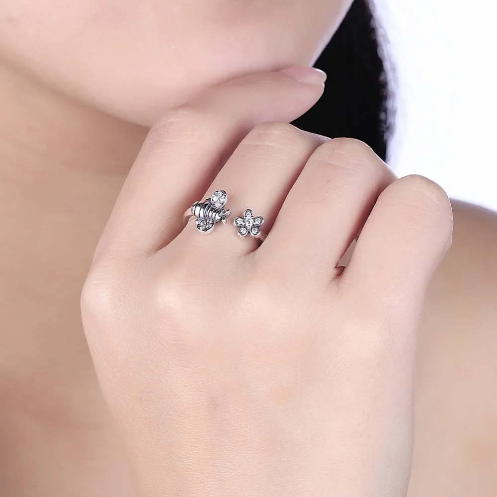 100% 925 Sterling Silver Jewelry Rings For Women Decorating Bee Classic Adjustable Style Prevent allergy (Lam Hub Fong) | Украшения и