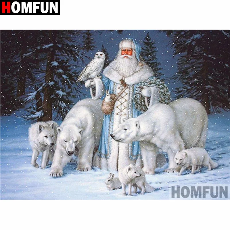Алмазная 5D картина HOMFUN Медведь вышивка крестиком из квадратных/круглых страз