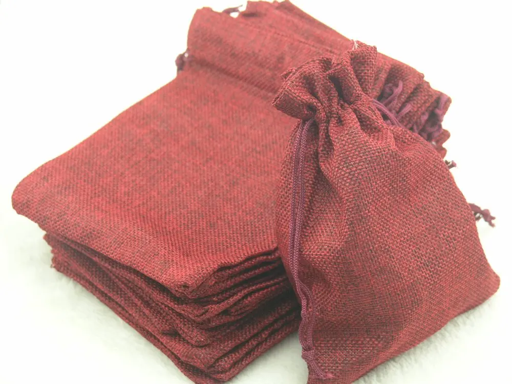

100pcs 9.3x13.5cm Burgendy Hemp/Hessian Bags, Jewelry Pouches, Wedding Favors, Jewelry Packing, Gift Bags--HB091310