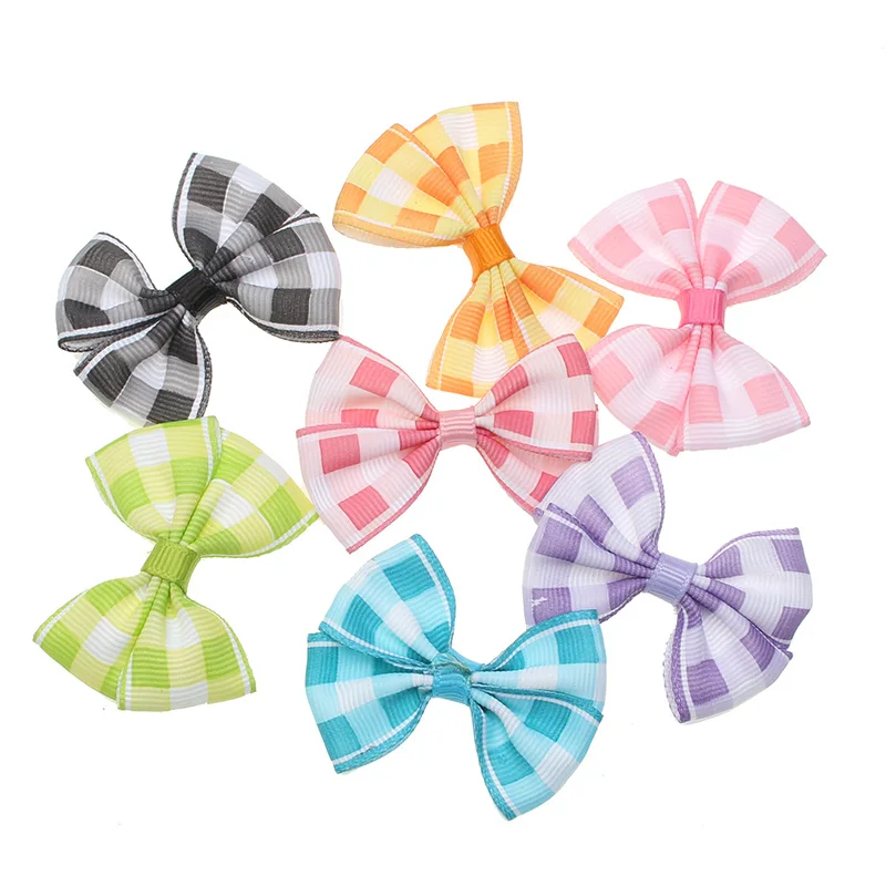 50 шт смешанные цвета бант из атласной ленты Заколки для волос орнамент рукоделья