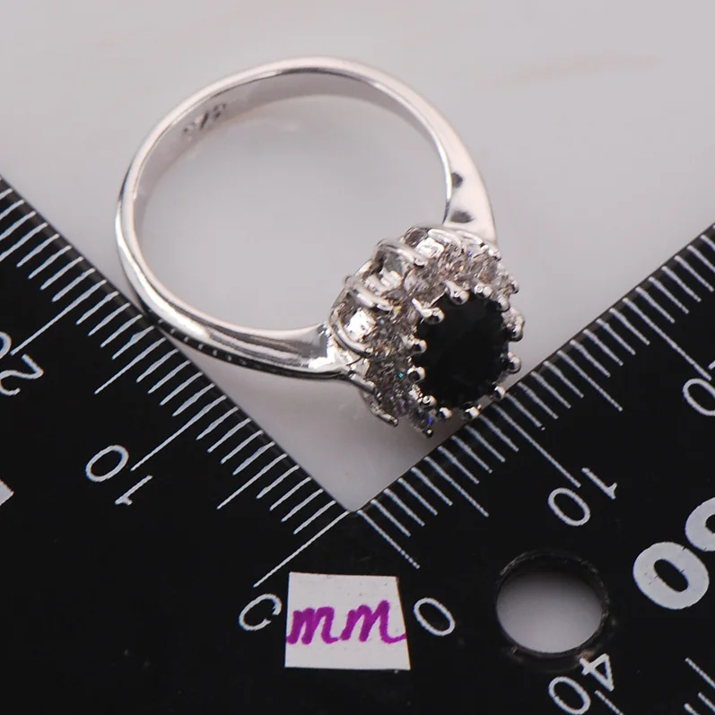 Женское серебряное кольцо F695 черное с ониксом размер 5 6 7 8 9 для женщин|ring name|ring